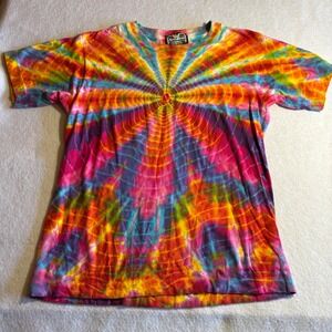 Symmetria Blank Tie-Dye T-Shirt Multicolor Cotton Hand-Crafted Mens Size L‎ VTG